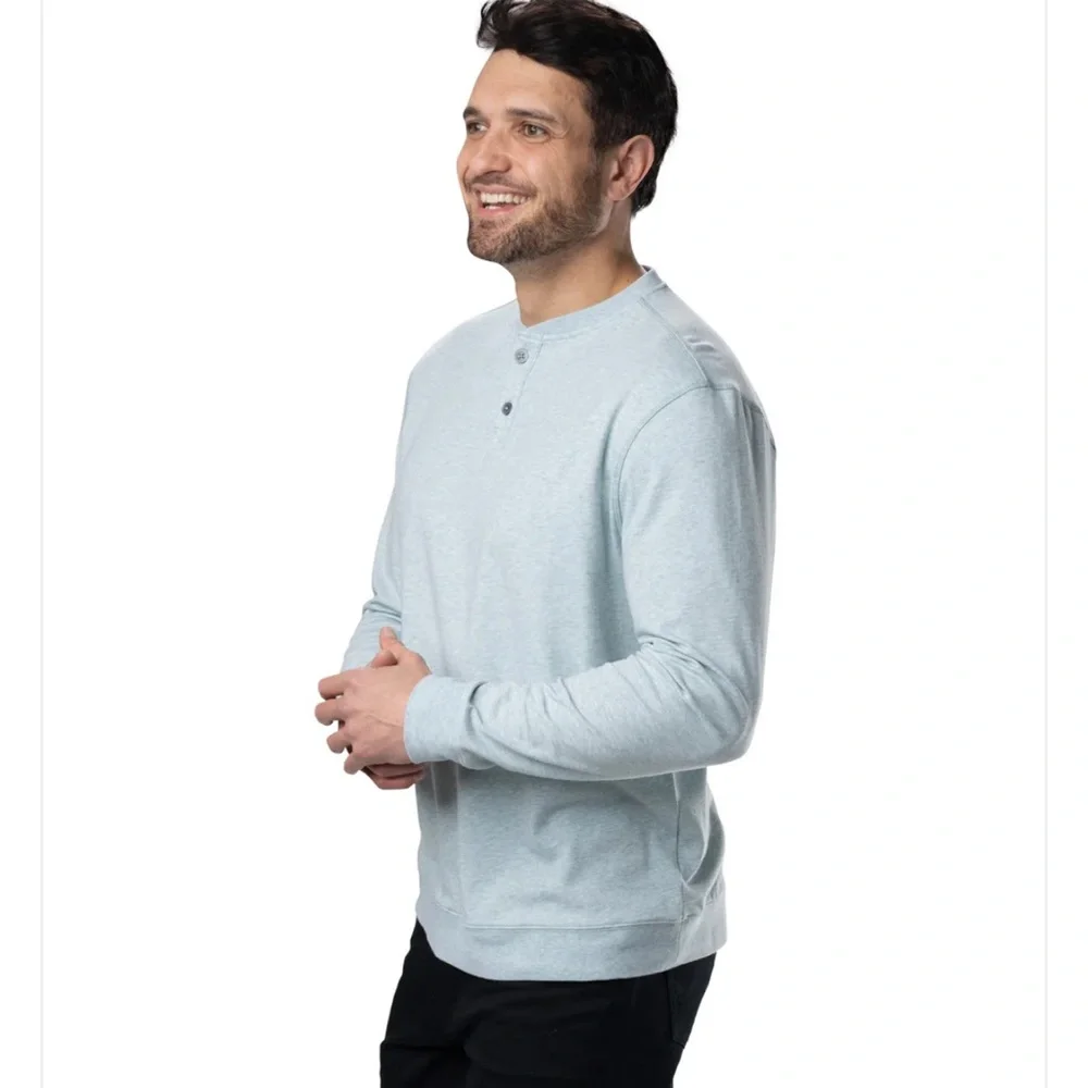 Men's Light Blue Henley Sweater‎